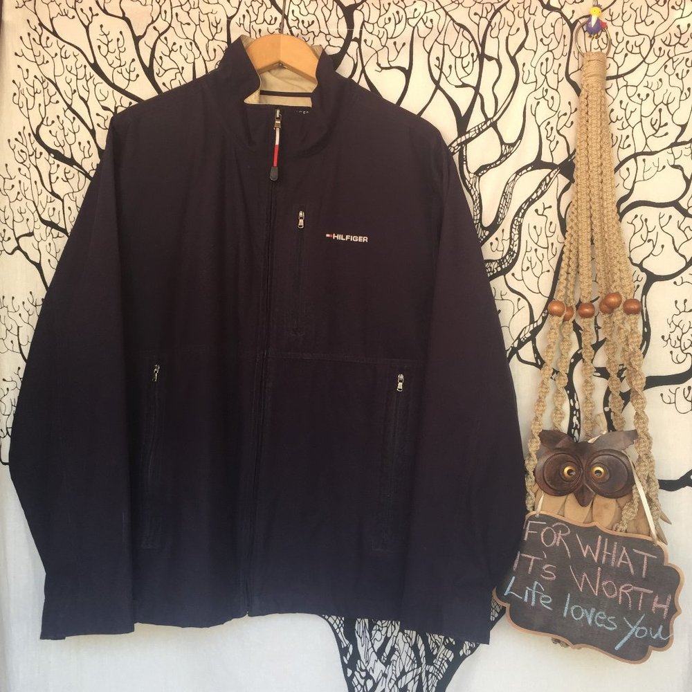 Tommy Hilfiger Navy Zip-Up Jacket – Classic Off-Duty Style – Men's XL